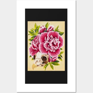 Bird Skull & Flowers Posters and Art